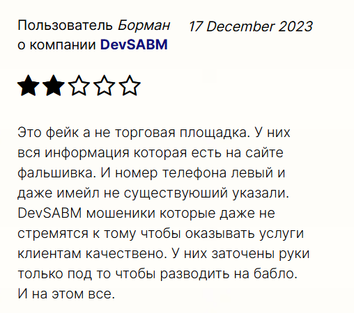 DevSABM реальные отзывы клиентов