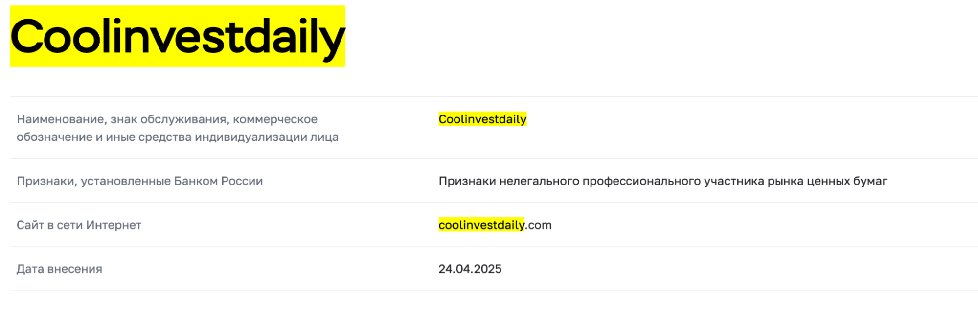 CoolInvestDaily скам
