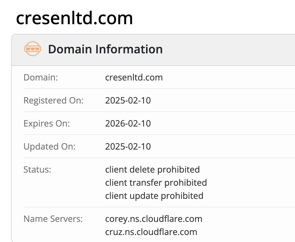  Cresen Limited - whois проверка